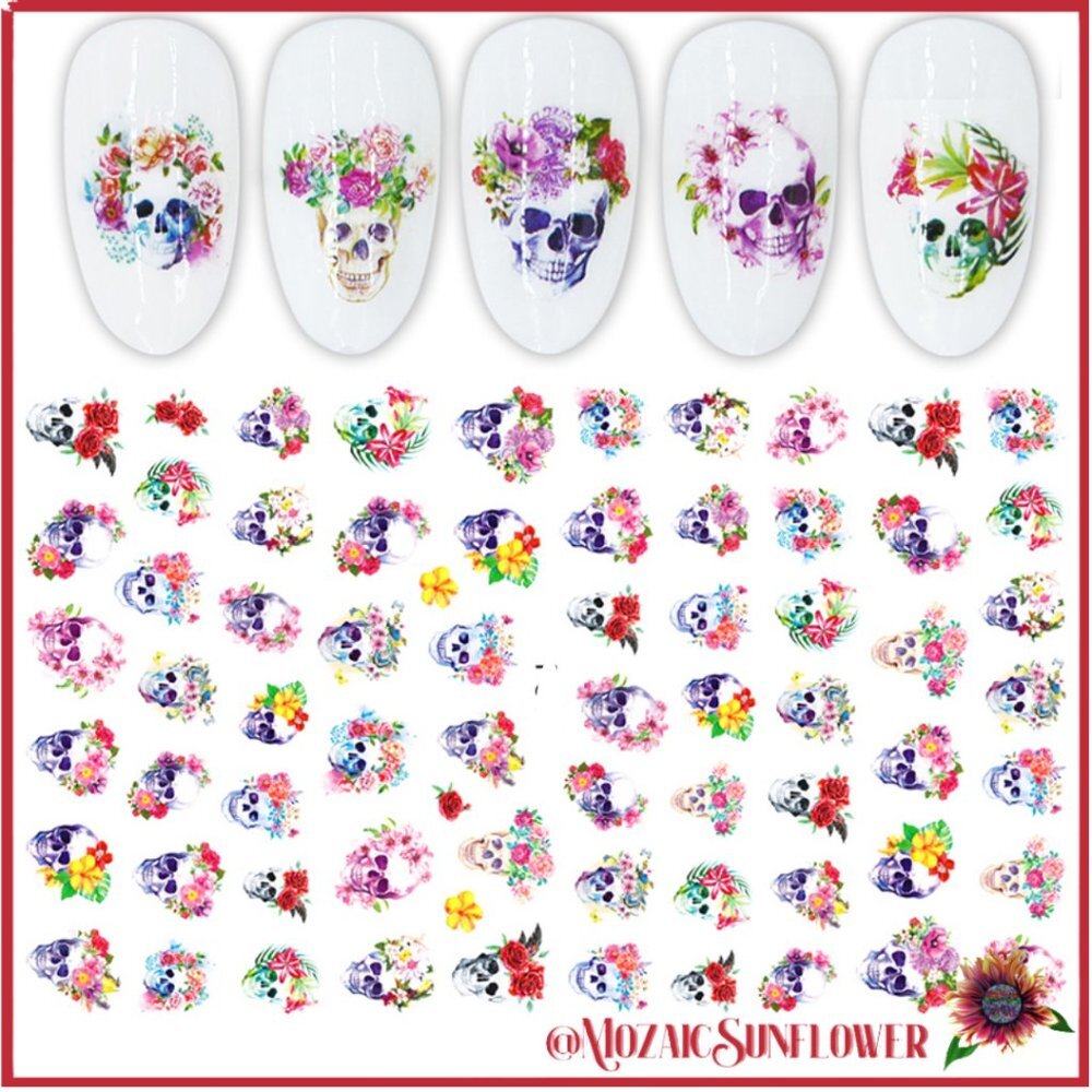 Floral and Skull Nail Art  🌻🌻5 𝐅𝐨𝐫 $𝟗🌻🌻